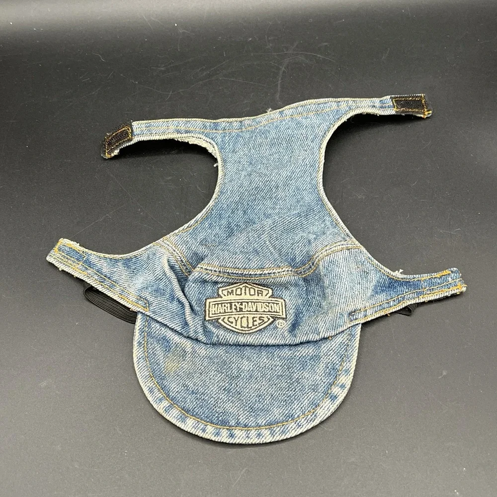 HARLEY DAVIDSON Dog Cat Biker Denim Hat - Embroidered Patch -‎ Medium